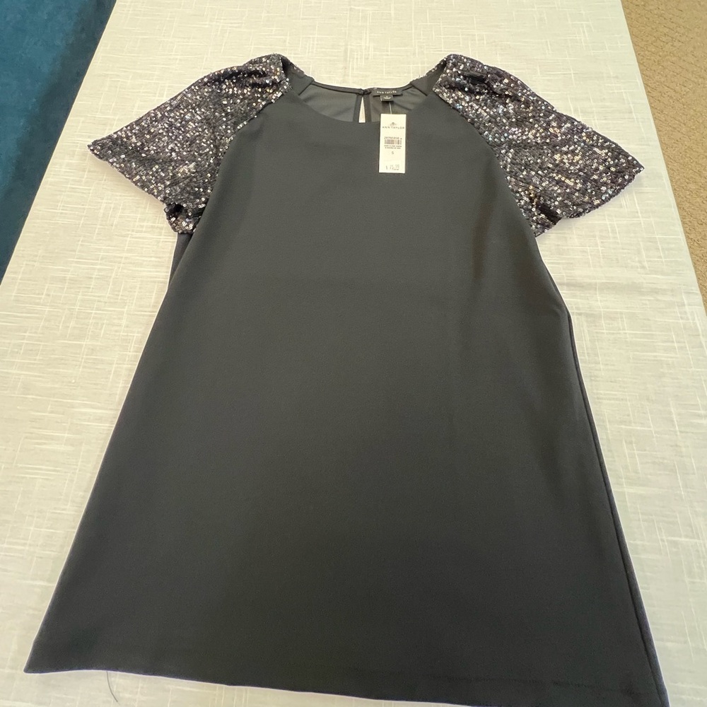 Elegant Black Sequin Sleeve Top, Size S